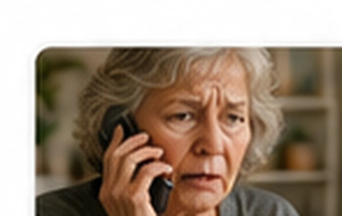 En äldre kvinna som pratar i telefon