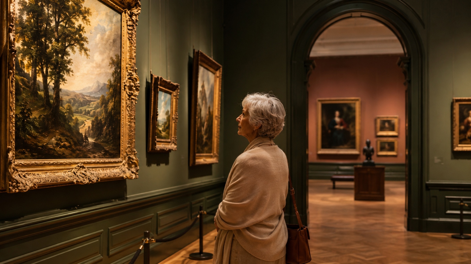 En besökare på ett konstmuseum