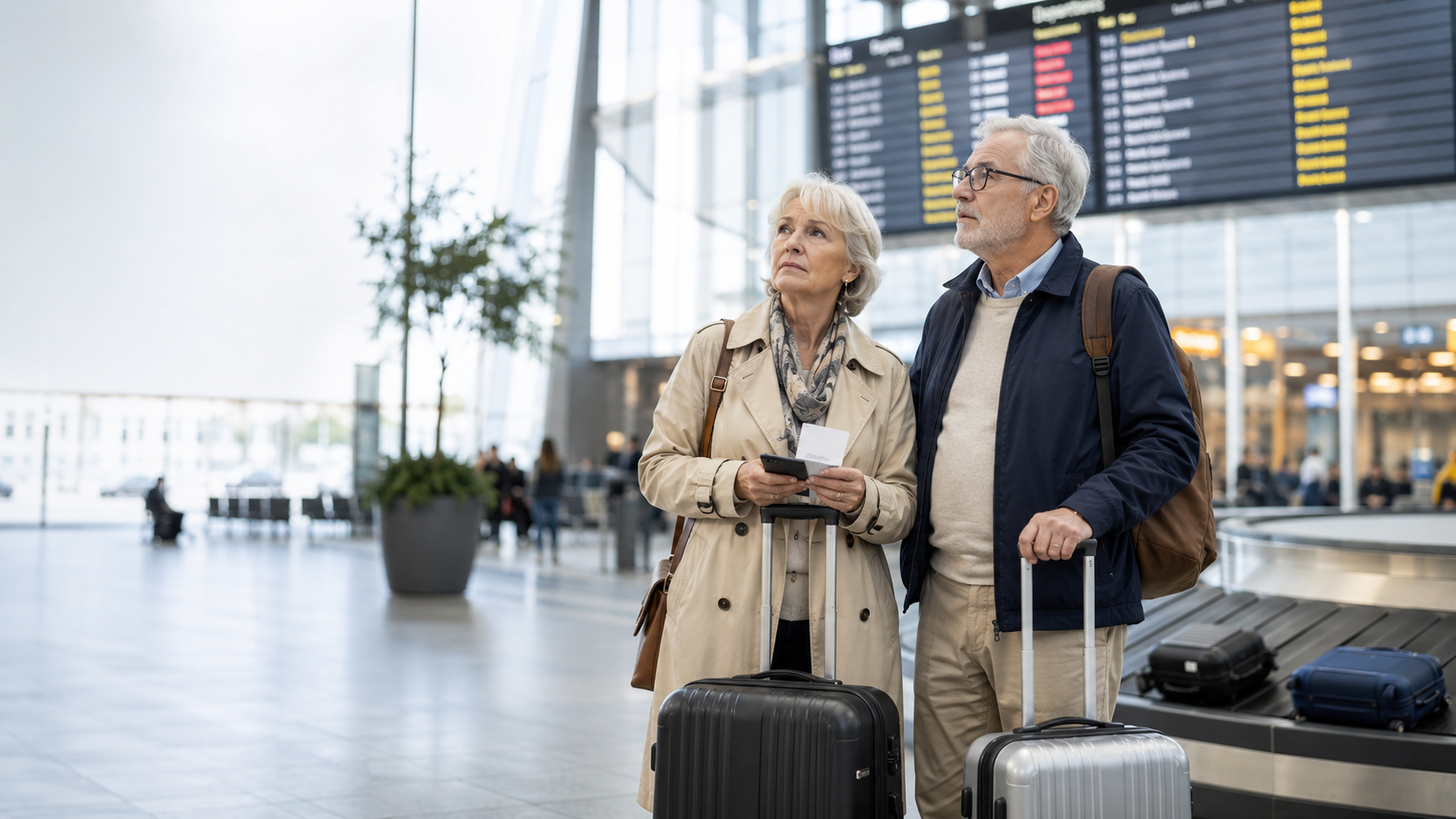 Flygresa där resenären behöver hantera en försening